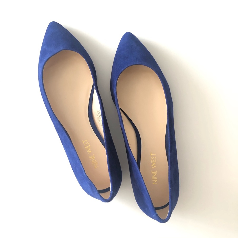 NINE WEST Onlee Blue Suede Flats - Sz 6
